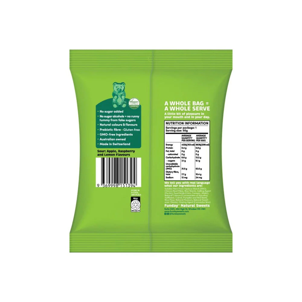 Funday Gummy Bears Sour Vegan 50g Rita's Farm Produce
