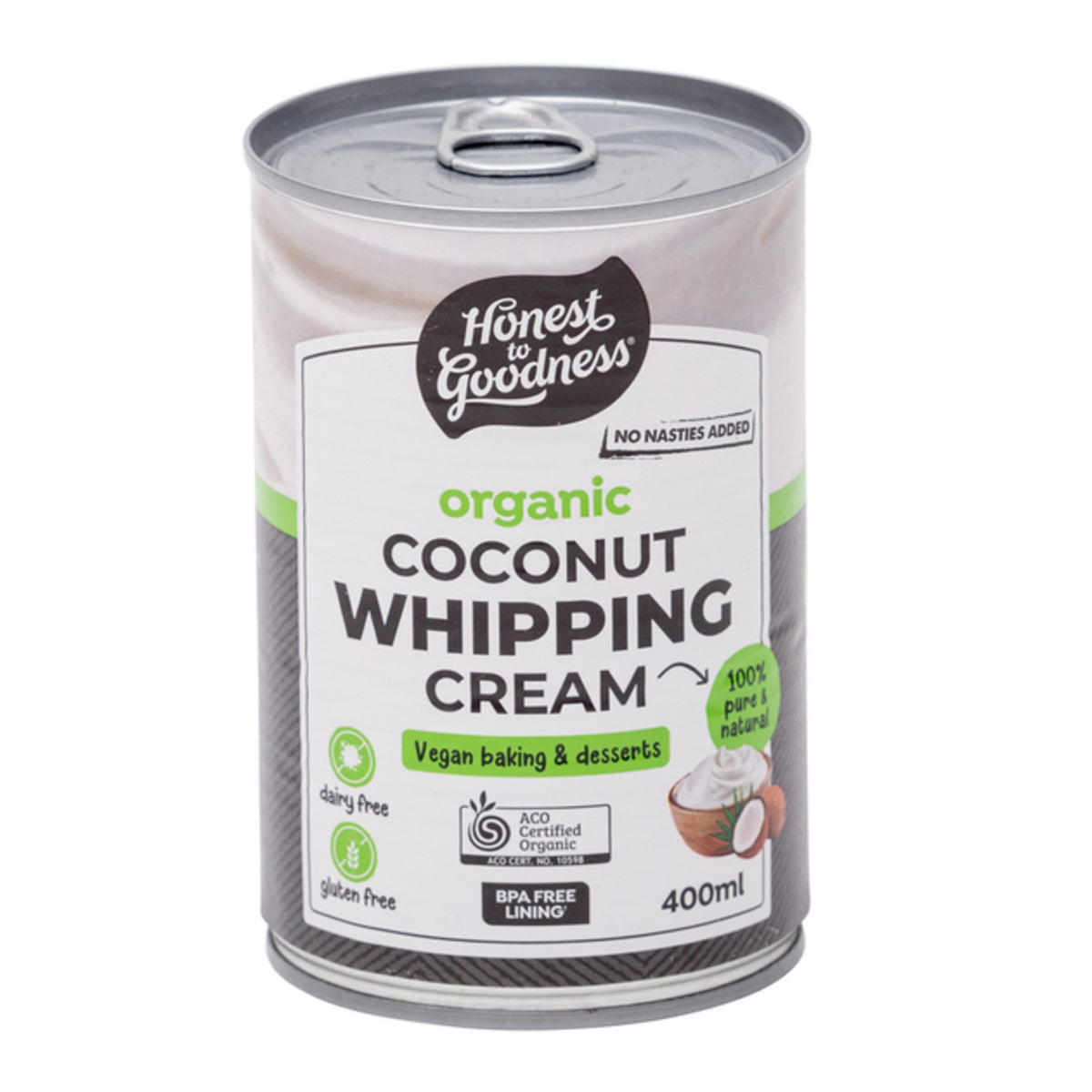 Honest to Goodness Organic Coconut Whipping Cream 400ml Rita's Farm